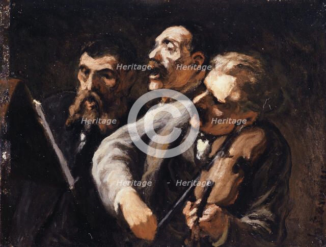 Trio d'amateurs, between 1863 and 1867. Creator: Honore Daumier.