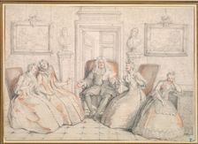 Trissotin Reading to Philaminte, Bélise, and Armande..., probably c. 1725-1726. Creator: Charles Coypel (French, 1694-1752)