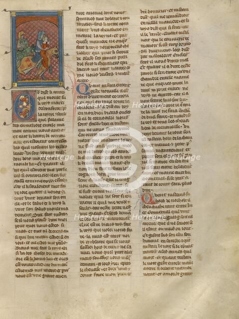 Tristan and Governal Rescuing Iseult, about 1320-1340. Creator: Unknown.