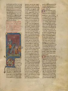 Tristan and Lucan Jousting, about 1320-1340. Creator: Jeanne de Montbaston