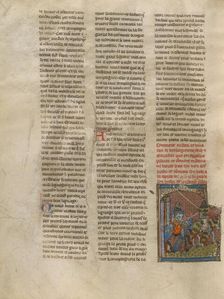 Tristan and Pelinor Departing on Horseback, about 1320-1340. Creator: Jeanne de Montbaston