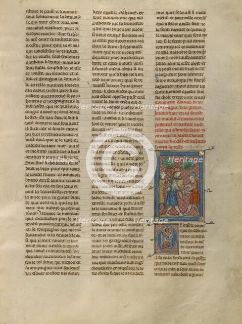 Tristan Fighting the Giant Taulas, about 1320-1340. Creator: Unknown.