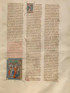 Tristan Rescuing King Arthur, about 1320-1340. Creator: Unknown