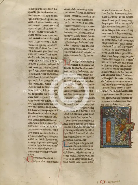 Tristan Returning from the Tournament, about 1320-1340. Creator: Jeanne de Montbaston.