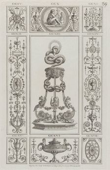 Tripod and Panels of Ornament, nos. CCIV-CCXVII ("Designs for Various Ornamen..., February 29, 1782. Creator: Michelangelo Pergolesi