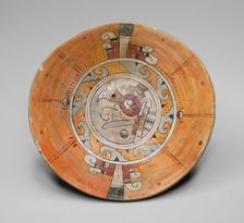 Tripod Bowl Depicting Head of Bird on its Interior Surface, A.D. 1200/1521. Creator: Unknown