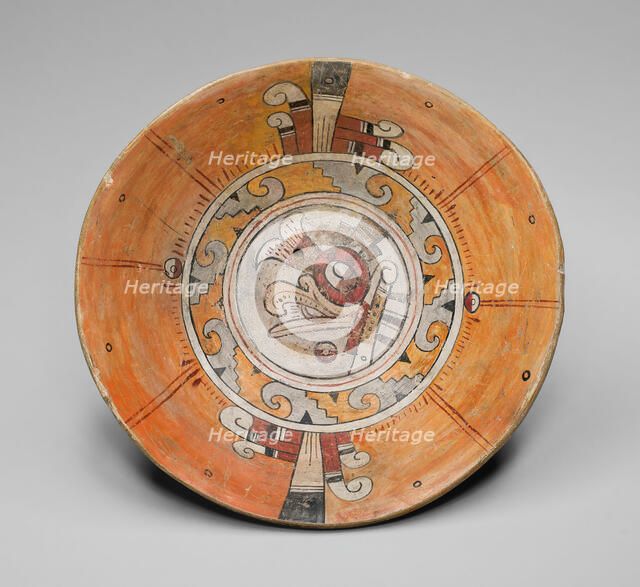 Tripod Bowl Depicting Head of Bird on its Interior Surface, A.D. 1200/1521. Creator: Unknown.