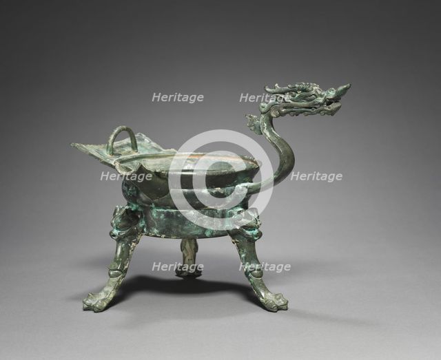 Tripod Container with Dragon-Head Handle (Zhadou), 500s. Creator: Unknown.