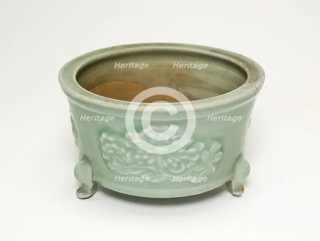 Tripod Incense Holder with Floral Design, Ming dynasty (1368-1644). Creator: Unknown.