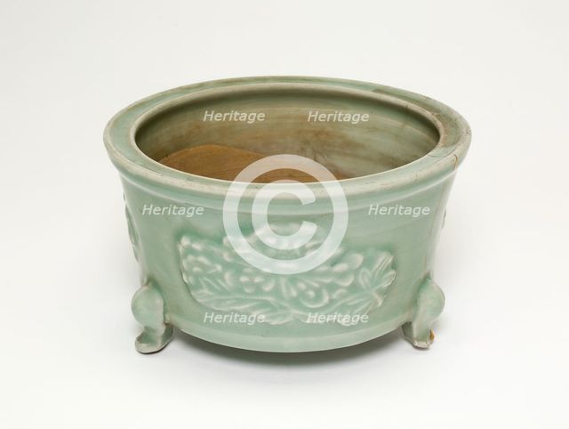 Tripod Incense Holder with Floral Design, Ming dynasty (1368-1644). Creator: Unknown.