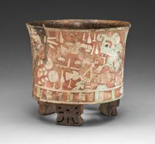 Tripod Vessel with a Blowgunner Scene, A.D. 300/500. Creator: Unknown