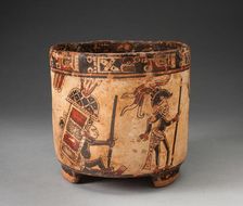 Tripod Vessel Depicting Monkey Hunters and Traders, A.D. 850/950. Creator: Unknown