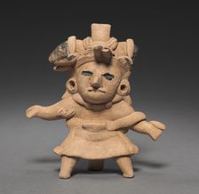 Tripod Whistle Figurine, c. 150-1 BC. Creator: Unknown