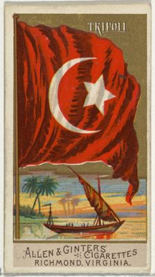 Tripoli, from Flags of All Nations, Series 2 (N10) for Allen & Ginter Cigarettes Brands, 1890. Creator: Allen & Ginter