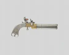 Triple-Barrel Breechloading Flintlock Pistol, England, c. 1820. Creator: Unknown