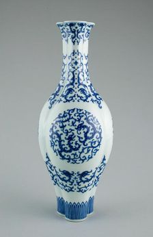Triple Long-Necked Bottle Vase with Double Dragon Roundels and..., Qing dynasty, 1736-1795. Creator: Unknown