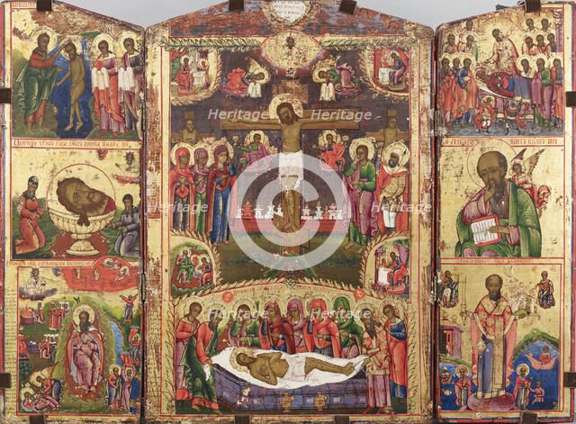 Triptych Icon, 1850-1990. Creator: Unknown.