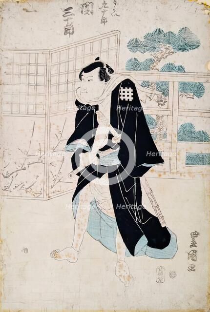 Triptych of Kabuki Actors (1), 1825-1830. Creator: Utagawa Toyokuni II.