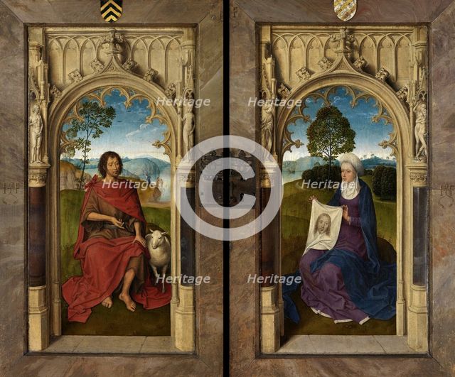 Triptych of Jan Floreins, Reverse: Saint John the Baptist and Saint Veronica , 1479. Creator: Memling; Hans (1433/40-1494).