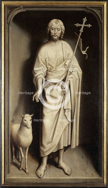 Triptych of Willem Moreel, Reverse: Saint John the Baptist, 1484. Creator: Memling; Hans (1433/40-1494).
