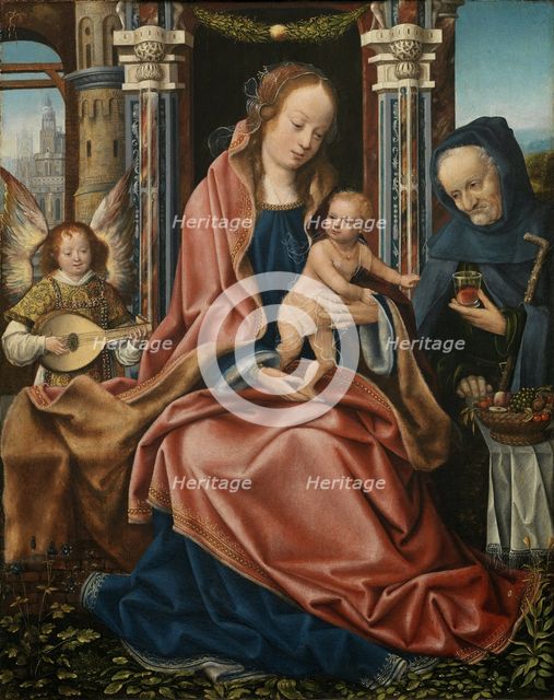 Triptych of the Holy Family with Music Making Angels. Central panel, ca 1510-1520. Artist: Master of Frankfurt (1460-ca. 1533)