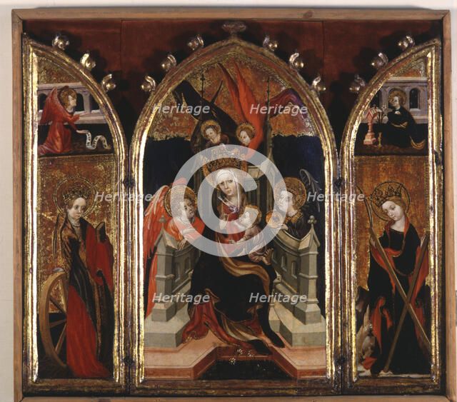  'Triptych of the Virgin Mary', tempera on panel, c. 1400 to 1430. In the central panel the Virgi…