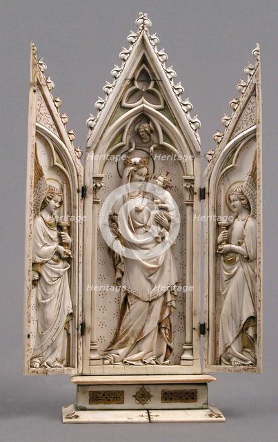 Triptych with the Coronation of the Virgin, German, 1325-50. Creator: Unknown.