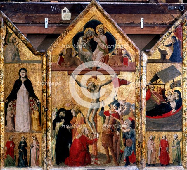 Triptych with the Crucifixion as the central panel, c1333. Artist: Master of Bologna