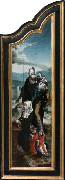 Triptych with the Crucifixion, Saints and Donors, 1530-1540. Creator: North Netherlandish Master