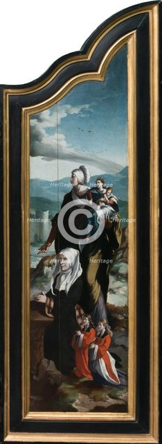Triptych with the Crucifixion, Saints and Donors, 1530-1540. Creator: North Netherlandish Master.