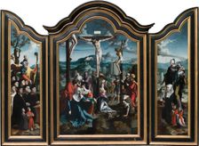 Triptych with the Crucifixion, Saints and Donors, 1530-1540. Creator: North Netherlandish Master