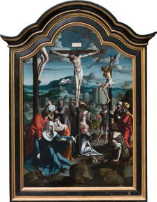 Triptych with the Crucifixion, Saints and Donors, 1530-1540. Creator: North Netherlandish Master
