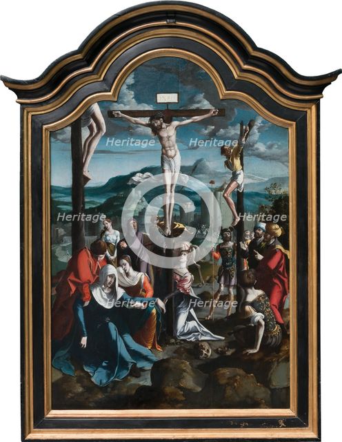 Triptych with the Crucifixion, Saints and Donors, 1530-1540. Creator: North Netherlandish Master.