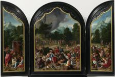 Triptych with the Adoration of the Golden Calf. Artist: Leyden, Lucas, van (1489/94-1533)