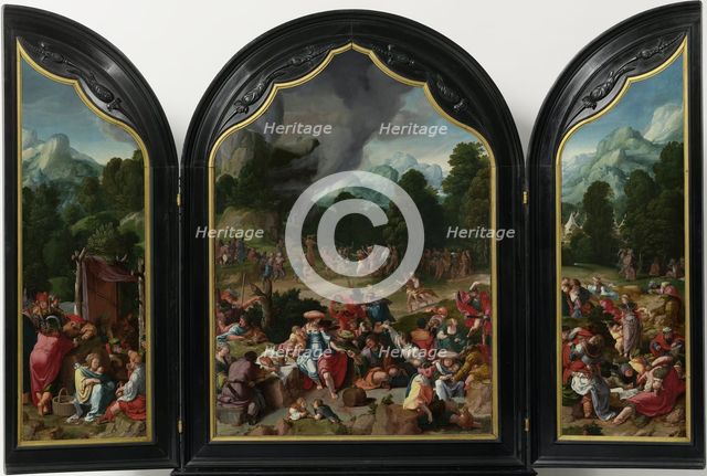 Triptych with the Adoration of the Golden Calf. Artist: Leyden, Lucas, van (1489/94-1533)