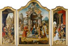 Triptych with the Adoration of the Magi and Old Testament Scenes, 1516-1519. Creator: Master of the Von Groote Adoration