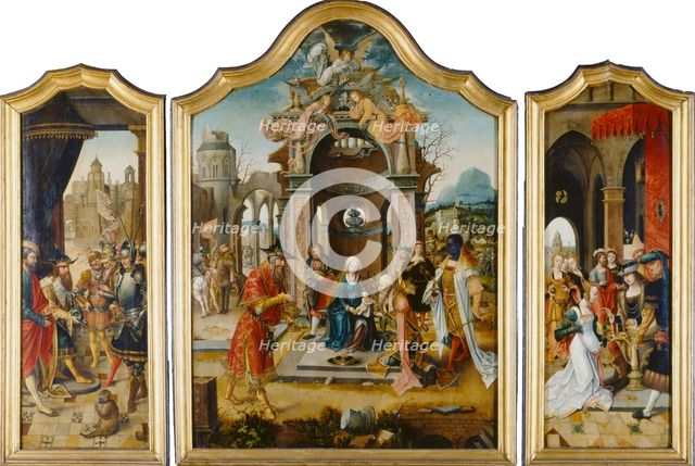 Triptych with the Adoration of the Magi and Old Testament Scenes, 1516-1519. Creator: Master of the Von Groote Adoration.
