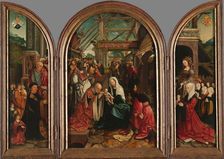 Triptych with the Adoration of the Magi (centre panel), the Donor and his Six Sons with St Jerome (i Creator: Jacob Cornelisz. van Oostsanen