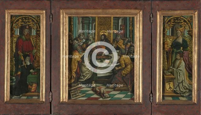 Triptych with the Last Supper and Donors, c.1525-c.1530. Creator: Jacob Cornelisz. van Oostsanen.