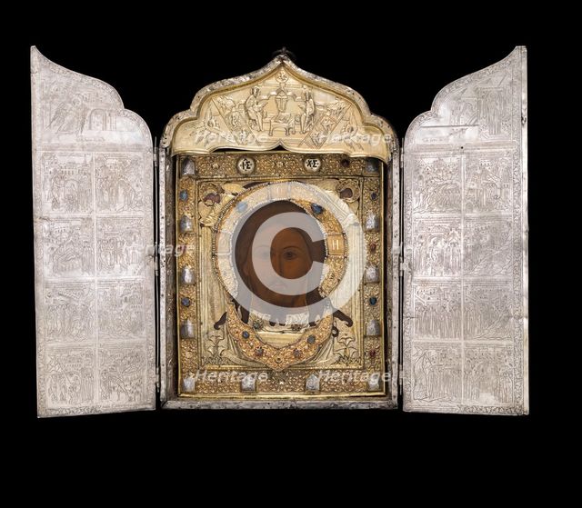 Triptych with the Mandylion, 1637. Creator: Kremlin Armory Workshops.