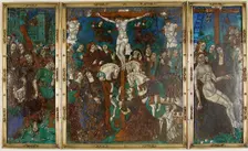 Triptych with The Way to Calvary, Crucifixion, and Descent from the Cross, French, 16th century. Creator: Unknown