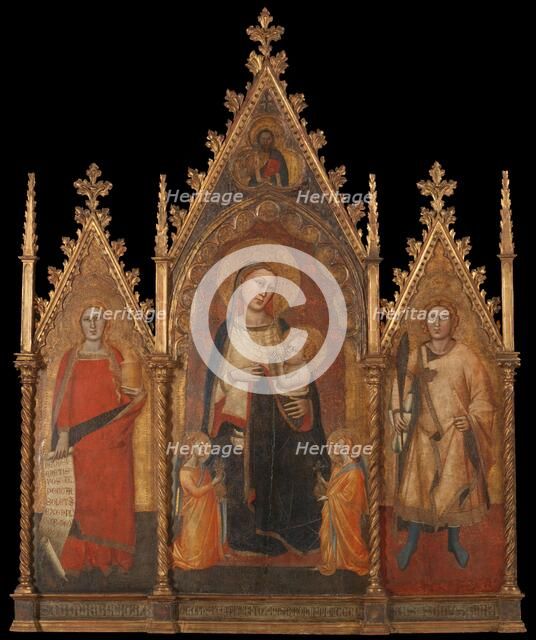 Triptych with the Virgin and Child, and Saints Mary Magdalene and Ansanus, 1350. Creator: Andrea di Cione.
