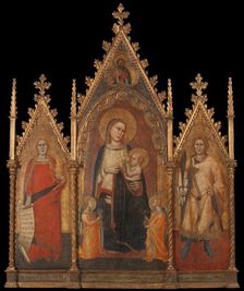 Triptych with the Virgin and Child, and Saints Mary Magdalene and Ansanus, 1350. Creator: Andrea di Cione