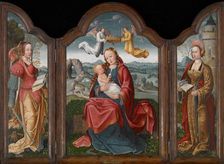 Triptych with the Virgin and Child, St Barbara, and St Catherine, about 1510-1530. Creator: Unknown