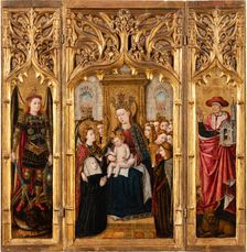 Triptych with Virgin and Child Enthroned, c1448-1458. Creator: Juan Rexach workshop