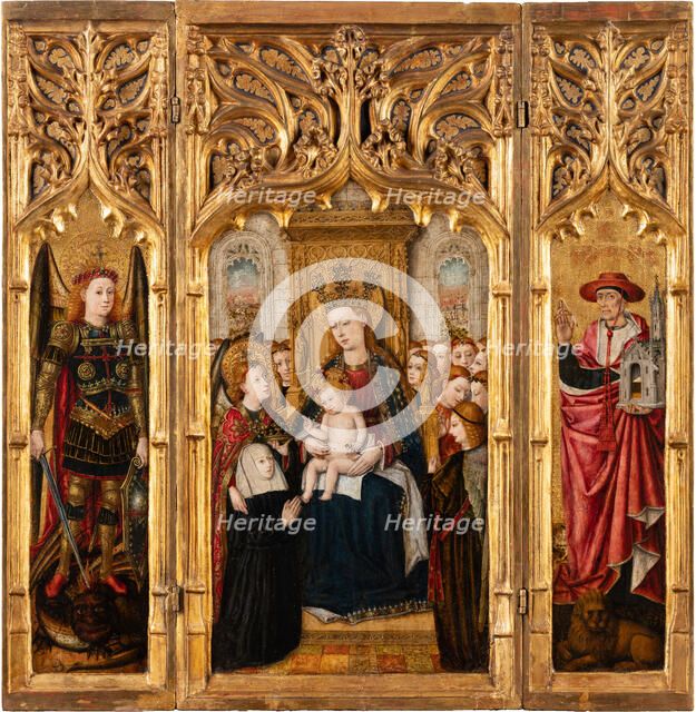 Triptych with Virgin and Child Enthroned, c1448-1458. Creator: Juan Rexach workshop.