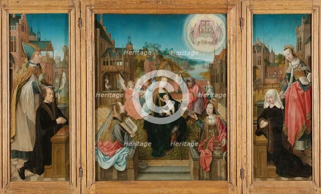 Triptych with Virgin and Child with Saints (center), male Donor with Saint Martin (left, inner wing) Creator: Master of Delft.