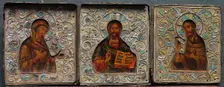 Triptych with Christ, the Virgin, and St. John the Evangelist, 1800s. Creator: Unknown