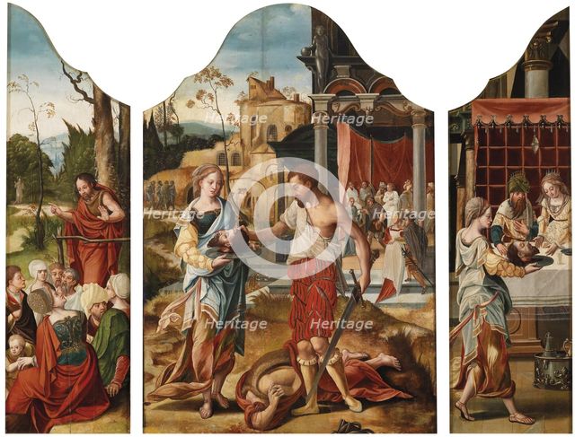 Triptych with scenes from the life of Saint John the Baptist, ca 1530. Artist: Master of the Gent Adultress (active c. 1530)