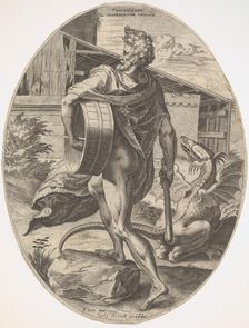 Triptolemus from The Rural Gods, 1565. Creator: Cornelis Cort
